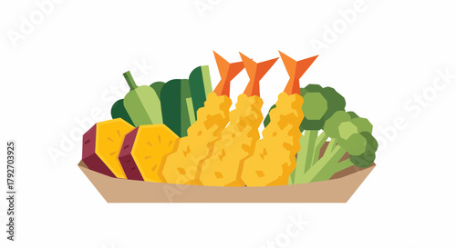 Crispy Tempura Platter With Fresh Vegetables And Delicious Flavors