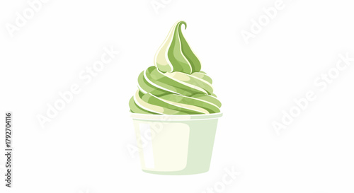 Delicious Matcha Soft Serve Ice Cream In Paper Cup