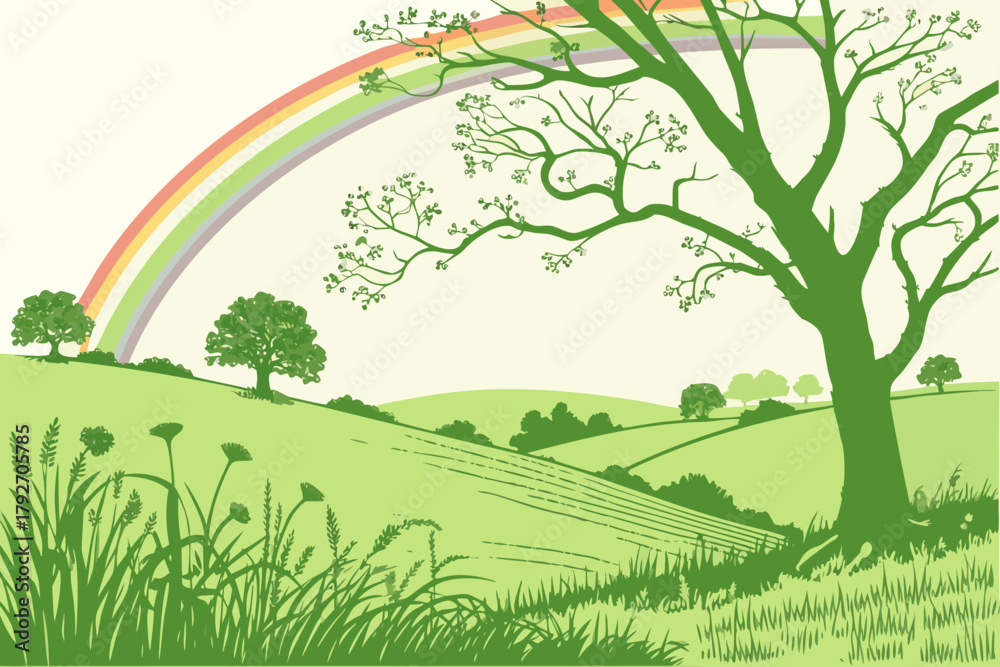 Fototapeta premium spring landscape with trees