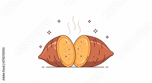 Steaming Sweet Potato Halves With Cute Star Accents