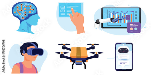 Innovative Technology and Artificial Intelligence Icons for Modern Designs