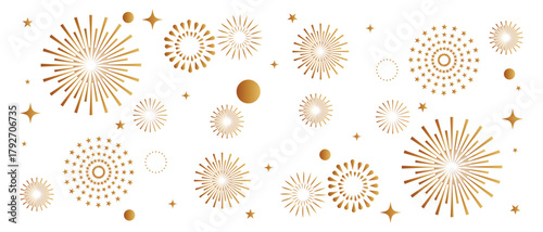 celebration fireworks background icon, golden fireworks background icon, vector illustration.