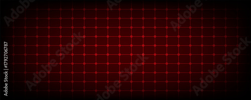 Geometric red grid on black background. Gradient red fishnet background. Red thin line pattern background