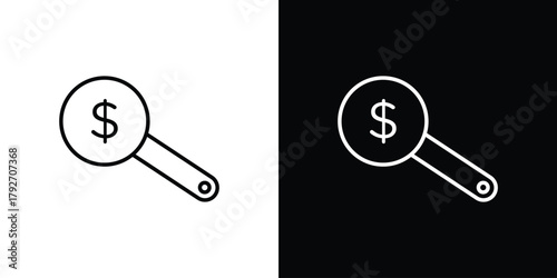 Money finder icons. Editable Stroke. logotype design concept