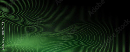 Abstract black background and green ball