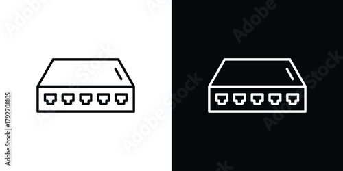 Network switch icons. Editable Stroke. logotype design concept