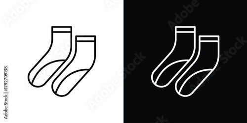 Pair of socks icons. Editable Stroke. logotype design concept