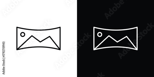 Panoramic view icons. Editable Stroke. logotype design concept