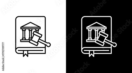 Law Book  White Icon Set Design