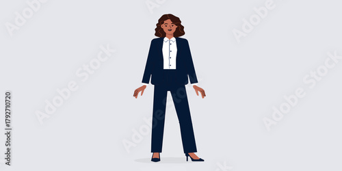 Professional Woman in Business Attire Standing Confidently