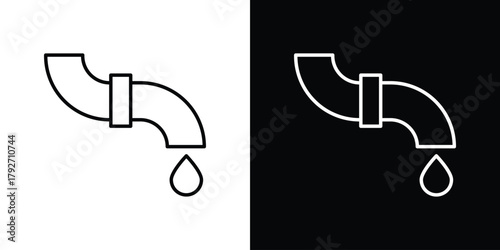 Plumbing pipes icons. Editable Stroke. logotype design concept