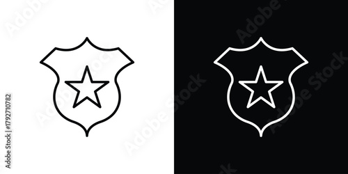 Police badge icons. Editable Stroke. logotype design concept