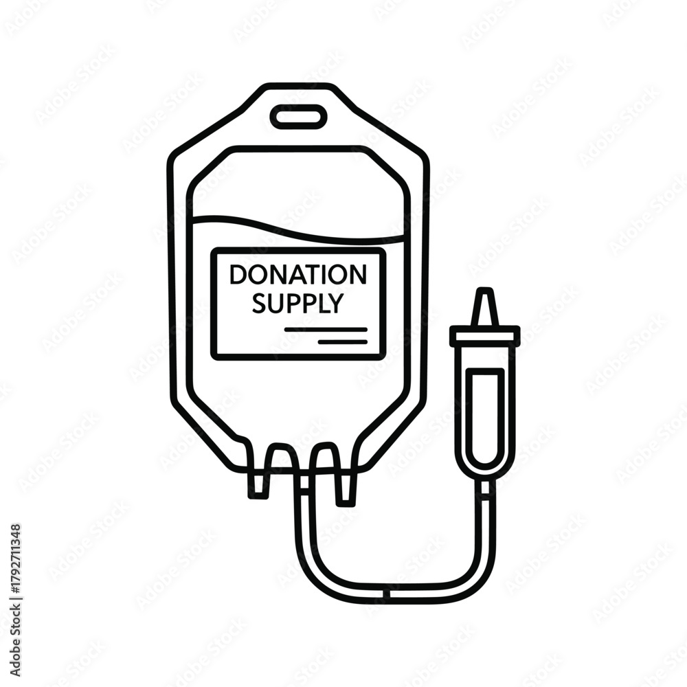 Fototapeta premium Medical intravenous drip bag with text donation supply