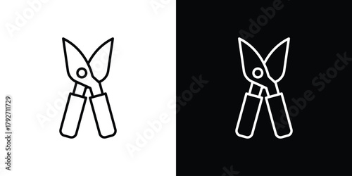Pruning shears icons. Editable Stroke. logotype design concept
