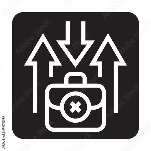 stagflation black line icon for digital and print projects.