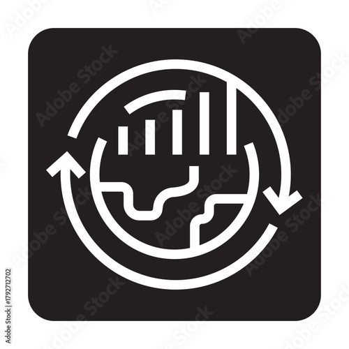 economic cycles black line icon for digital and print projects.