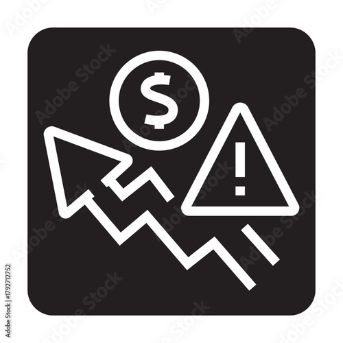 
hyperinflation black line icon for digital and print projects.