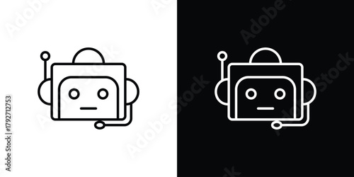 Robot assistant icons. Editable Stroke. logotype design concept
