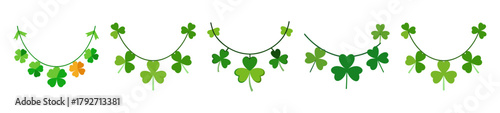 Green shamrock necklace chain isolated on white for st patricks day