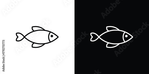 Sardine icons. Editable Stroke. logotype design concept