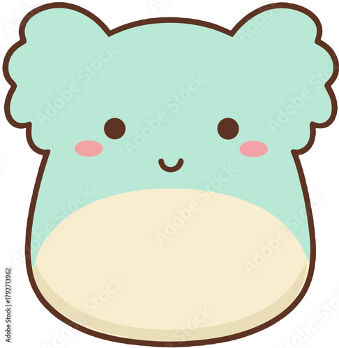 Canvas Print Cute Kawaii Mint Green Koala Bear Head Icon Mascot