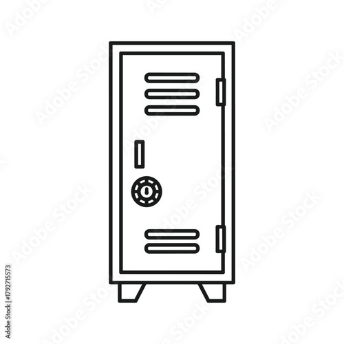Illustration of a metal locker with a combination lock perfect for storage concepts