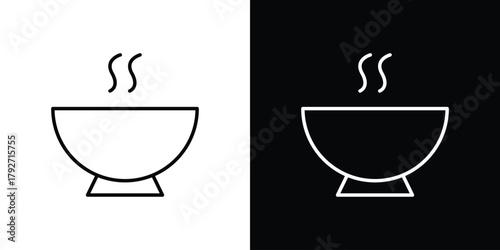 Soup bowl icons. Editable Stroke. logotype design concept