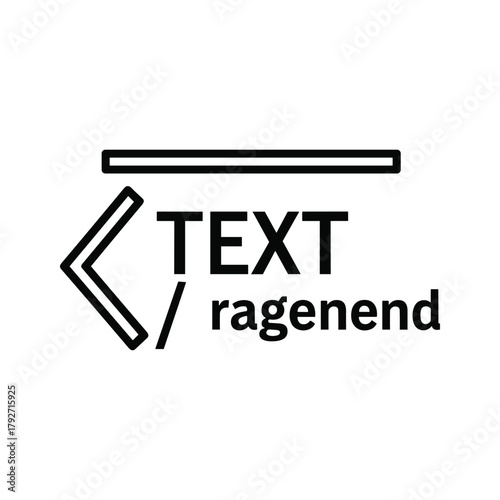 Coding bracket symbol and text element with a horizontal line