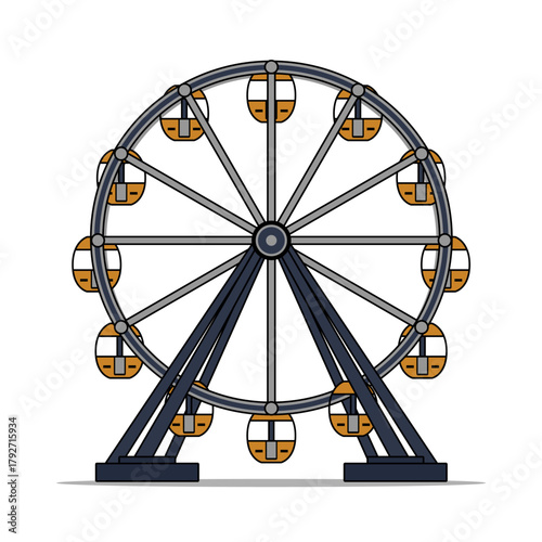 Ferris wheel vector illustration. Entertainment, Festival object design on transparent background