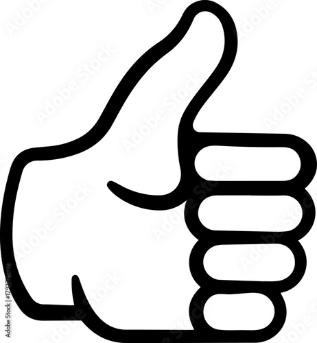 Thumbs up like hand gesture icon, black outline vector social media symbol