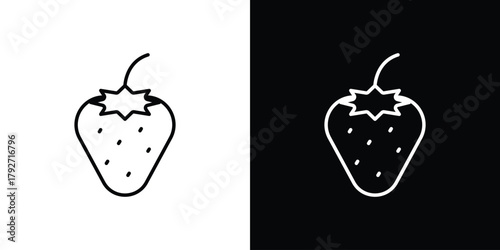 Strawberry icons. Editable Stroke. logotype design concept