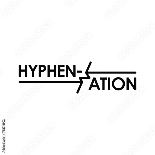 Hyphenation symbol with arrows indicating word division