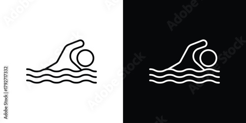 Swim icons. Editable Stroke. logotype design concept