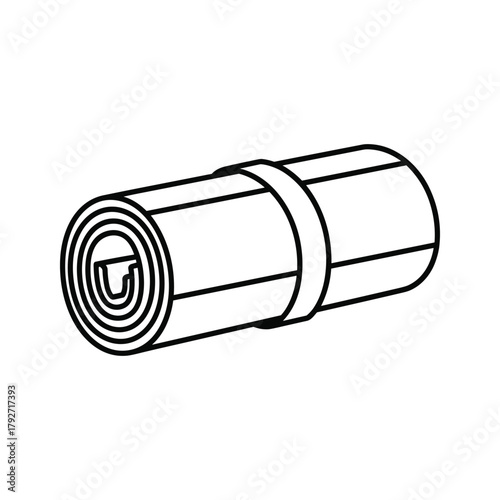 Rolled yoga mat, representing fitness, exercise, and wellness equipment for practice