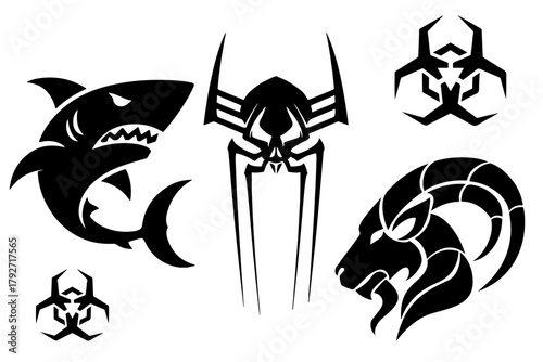 Shark Spider Hybrid Silhouette – Monster Creature Vector