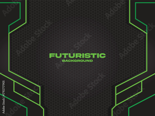 Futuristic Green Tech Frame Background
