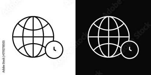 Time zones icons. Editable Stroke. logotype design concept