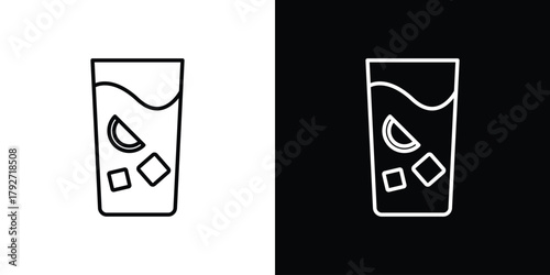 Tom Collins icons. Editable Stroke. logotype design concept