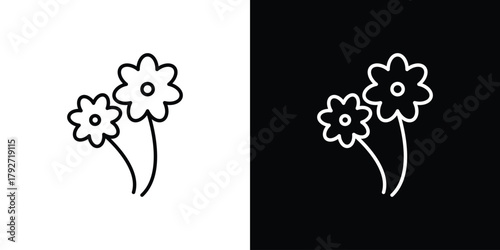 two flowers icons. Editable Stroke. logotype design concept