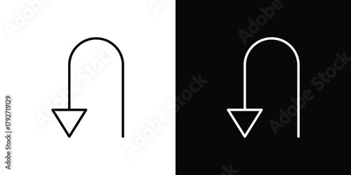 U turn icons. Editable Stroke. logotype design concept
