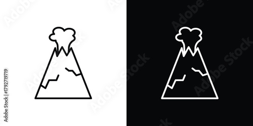 Volcano icons. Editable Stroke. logotype design concept