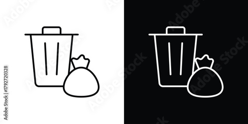 Waste icons. Editable Stroke. logotype design concept