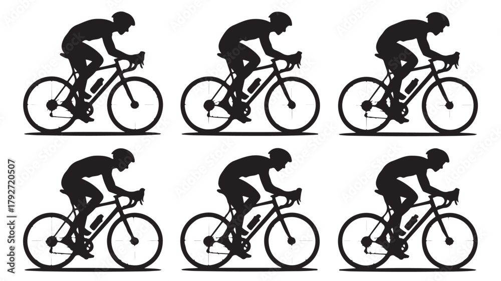 Fototapeta premium Silhouette of cyclist riding a bicycle vector illustration of a person cycling great for sports and fitness related designs