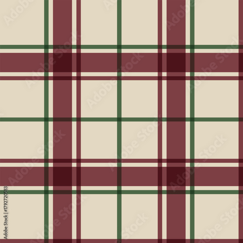 traditional holiday tartan background in festive red, green, and cream colors
