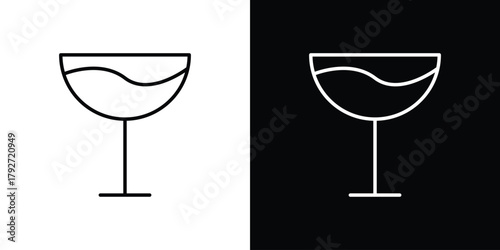 Wine glass icons. Editable Stroke. logotype design concept