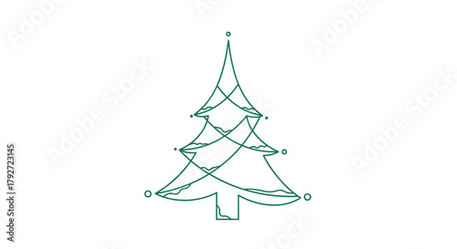 Geometric representation of a stylized fir tree using interconnected lines and curves forming a decorative evergreen shape for holiday seasons and winter festivities.