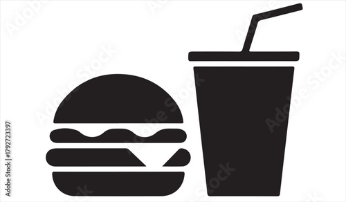 Simple burger and drink artwork for menus and restaurant branding