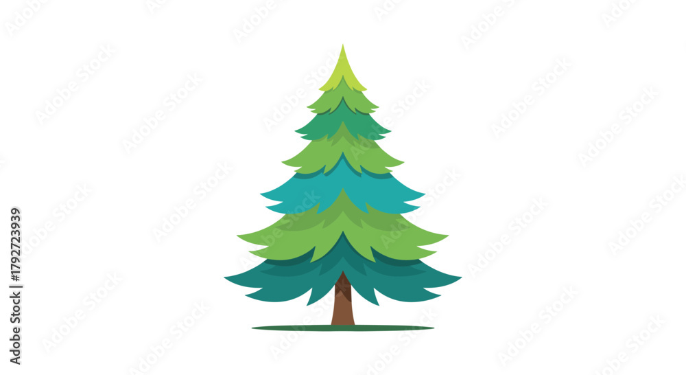 Obraz premium A colorful evergreen pine tree stands tall against a white background.