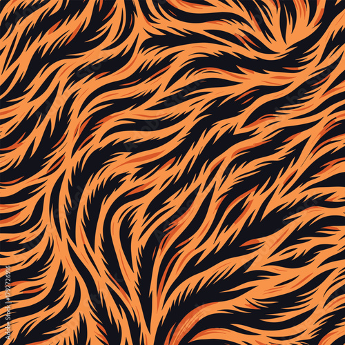 Wild tiger skin vectand illustration featuring striped animal fur texture background, perfect fand wallpaper murals, fabric prints, tiles, and creative projects.