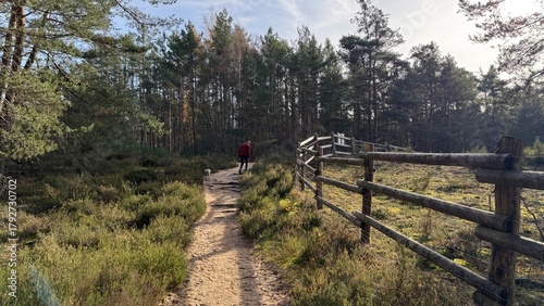 Mann und sein Lagotto Romagnolo Hund wandern in Franken